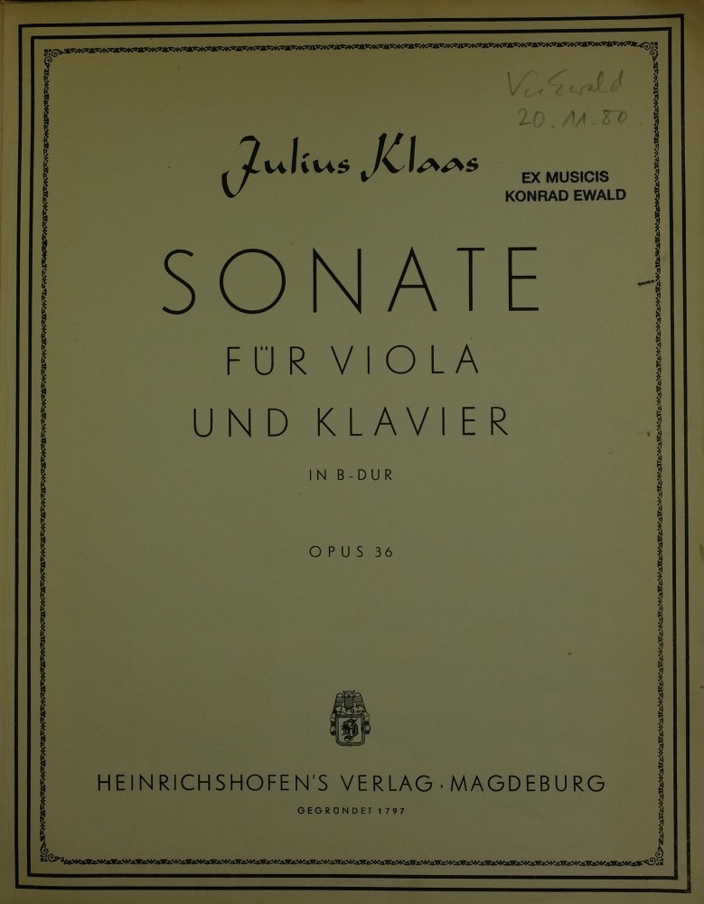 1st (?) Sonata Bb-major, op. 36, for Viola and Piano