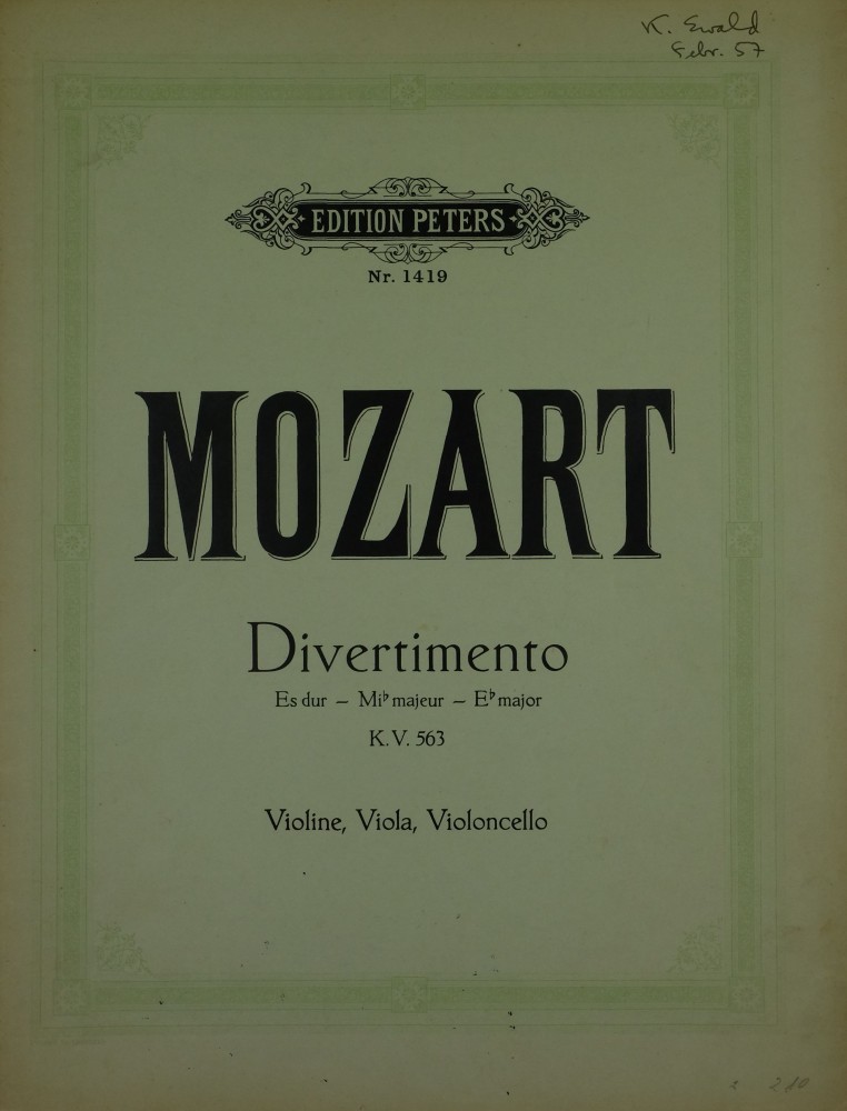 Divertimento Es-dur, KV 563, für Violine, Bratsche und Violoncello