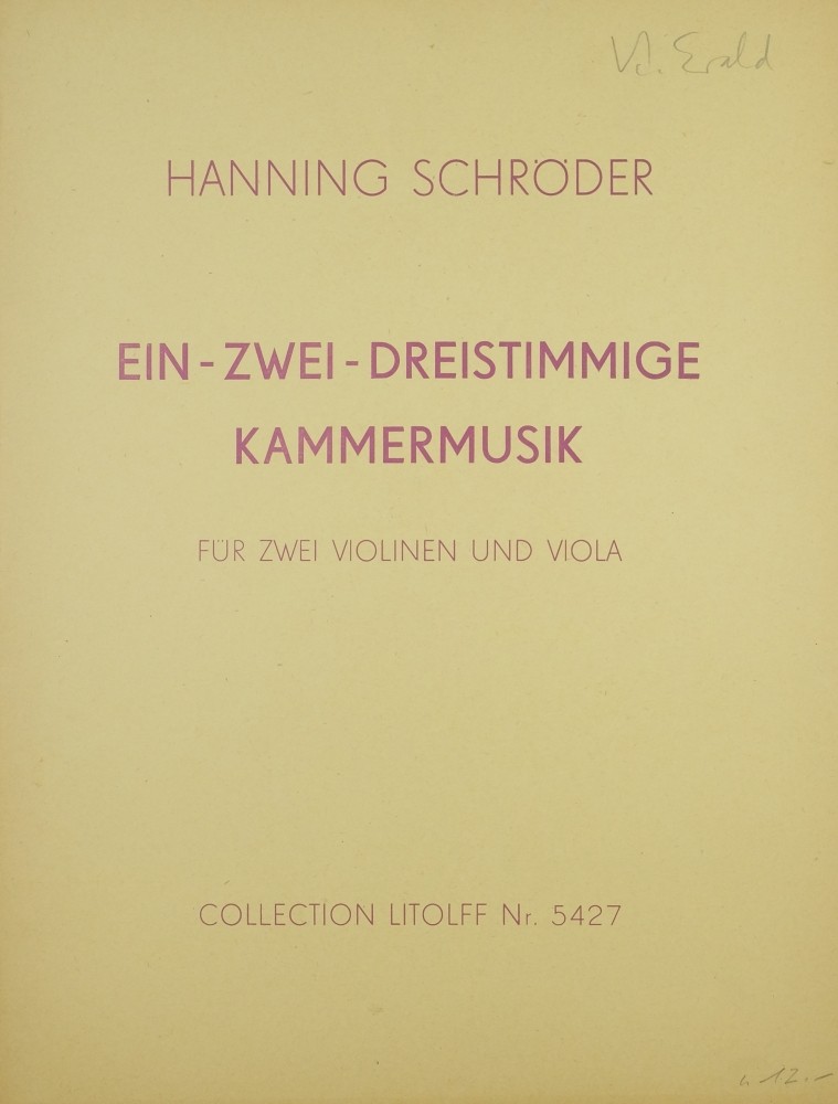 Ein- Zwei- Dreistimmige Kammermusik, for 2 Violins and Viola