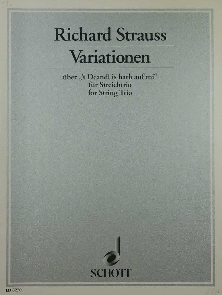 Variationen über «'s Deandl is harb auf mi», für Violine, Bratsche und Violoncello